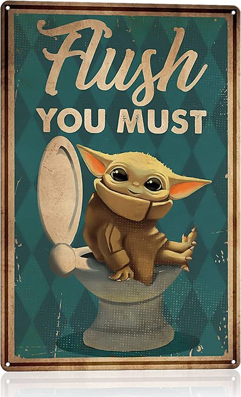 Use the force to make this purchase! This is the perfect gift or addition to your Star Wars themed bathroom! Star Wars Bathroom, Classroom Bathroom, Bathroom Quotes Funny, Restroom Decor, Vintage Tin Signs, Star Wars Yoda, Iron Wall Art, Bathroom Humor, Vintage Metal Signs