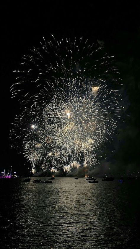 Night Sky, Fireworks, Water