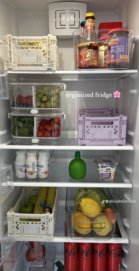 Organised Fridge, Small Appartement, Fridge Organisation, Tidy House, Girl Apartment, Apartment Needs, House Organisation, Small Fridges, Dream Apartment Decor