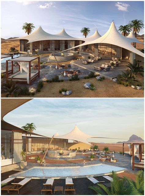 Tent Design Architecture, Arabic Tent Design, Tent Inspired Architecture, Tent Resort, Luxury Safari Tent, Moroccan Tent, Tents Camping Glamping, Desert Tent, Eco Tourism