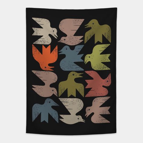 Retro design of some colorful birds, having a good time and flying in a grid formation. -- Choose from our vast selection of tapestries to match with your desired size to make the perfect custom tapestry. Pick your favorite: Movies, TV Shows, Art, and so much more! Available in small, medium, large. Perfect for decorations in apartments, bedrooms, and dorm rooms. Bird Tapestry, Charcoal Wall, Charcoal Walls, Grid Wall, Pandora Bracelet Charms, Wall Hanging Tapestry, Bird Illustration, Colorful Birds, Birds Flying