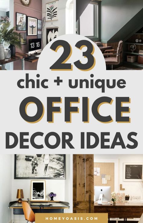 23 Creative Home Office Decorating Ideas You’ll Want To Copy - Homey Oasis #Ideas #DecorInspiration #Your #DecorTips #Inspiring #Elevating #Office #HouseGoals #Workspace #InteriorInspo #HomeInspiration #Home Decorate Office At Work, How To Decorate Your Office At Work, Work Office Decor Ideas, Eclectic Home Office, Office Ideas For Work, Professional Office Decor, Modern Home Office Design, Rustic Office Decor, Creative Home Office