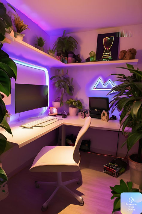 ⭐⭐⭐⭐ Reviewed and better on all items! | | Upgrade your home office with this chic RGB LED desk setup! Perfect for adding a modern touch to your workspace, the vibrant lighting, sleek design, and ergonomic features make this setup a must-have. Shop now through my affiliate links and transform your workspace into an inspiring and stylish environment! Led Desk Setup, Led Lights Office, Led Lights Desk, Desk Led Lights, Small Bedroom Desk, Office Vibes, Modern Home Offices, Dream Office, Bedroom Desk