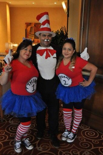 Cat in the hat and thing 1 and thing 2 #catinthehat #thing1 #thing2 #thingoneandthingtwo #halloween Cat In The Hat Thing 1 Thing 2 Costume, Thing 1 Thing 2 Costume Women, Cat In The Hat Costume Women's, Thing 1 And Thing 2 Costumes, Thing 1 Thing 2 Costume, World Book Day Ideas, Thing One Thing Two, Thing 1 And Thing 2, Cute Group Halloween Costumes