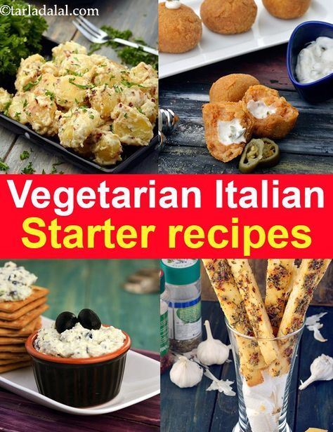 Italian Starters Recipes : Vegetarian Italian Starters : Tarladalal.com Canapes Recipes Vegetarian, Veg Fusion Starters, Veg Starters For Dinner Party Indian, Italian Veg Recipes, Italian Starters Recipes, Vegetarian Starters For Dinner Party, Veg Italian Recipes, Italy Appetizers, Veg Starters For Dinner Party