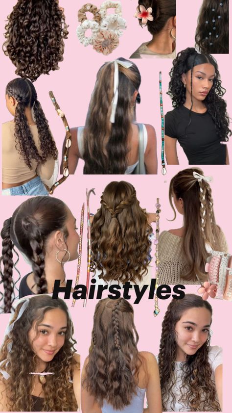 Teen Advice, Ribbon Hairstyle, Hair Hacks, Hair Goals, Hair Inspo, Cute Hairstyles, Curly Hair, Curly Hair Styles, Hairstyles