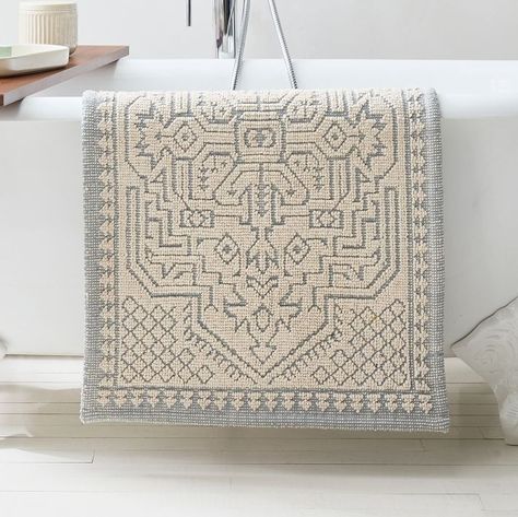 Woven Persian Bath Mat | West Elm Large Bath Mat, Big Baths, Toluca Lake, Rug Neutral, Neutral Rugs, Key Details, West Elm, Bath Rug, Lake House