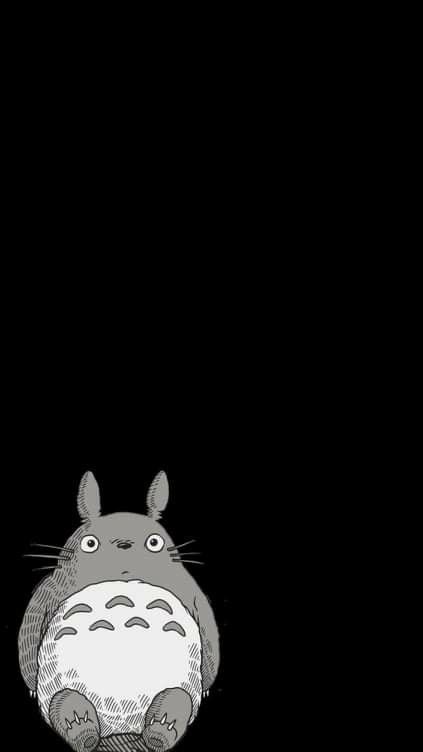 Totoro Black Wallpaper, Reader Wallpaper, Ghibli Background, Ghibli Wallpaper, Studio Ghibli Background, Ghibli Studio, Minimal Wallpaper, Plain Wallpaper, Studio Ghibli Art