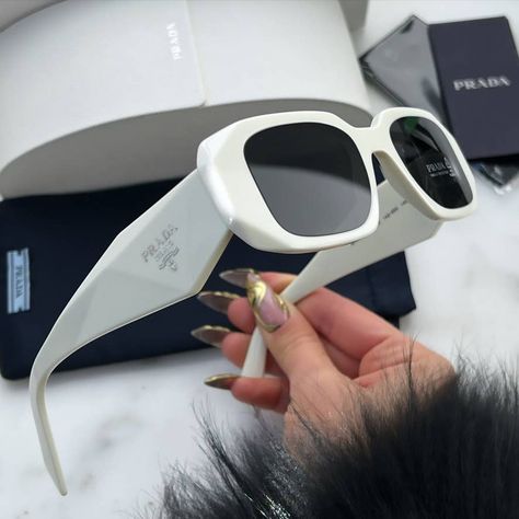 Brand New Prada Pr17ws Sunglasses In White Silver Prada Detailing On Temples Size 49-20-145. 100% Authentic And Unworn. Made In Italy. Box, Case, Cloth And Paperwork Included. Retail Price $433 Sold Out Everywhere Luxury White Trendy Shield Sunglasses, Luxury White Sunglasses, White Prada Sunglasses, Prada Sunglasses White, White Prada Glasses, Prada Pr17ws, Prada 17ws Sunglasses, Prada Accessories, Rhinestone Sunglasses