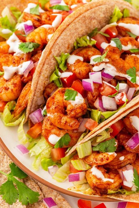 Shrimp Tacos Recipe Damn Delicious Shrimp Tacos, Shrimp Taco Seasoning, Best Shrimp Taco Recipe, Shrimp Tacos Recipe, Fast And Easy Dinner, Seasoned Shrimp, Shrimp Taco, Shrimp Taco Recipes, Taco Seasoning Recipe