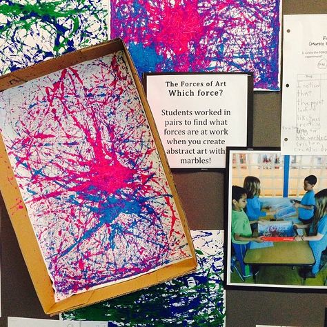 Nice science integration "forces of art" Aesthetic Activities, Art Provocations, Simple Machine, Art Aesthetics, Arts Integration, Art Area, Two Rivers, Collaborative Art, Kindergarten Art