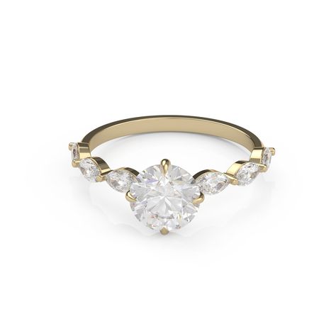 This dainty and romantic design features marquise diamonds as side stones in common prong settings and 2 ct round diamond as center Stone to showcase their true beauty and sparkle. Setting: Ring Width - 1.6 mm Metal - Solid 10K \ 14K \ 18K Gold / Platinum Gold Colors - Rose / Yellow / White Center Stone: Stone - Lab Grown Diamond Carat Weight - 2 Carat Shape -Round Color - E Clarity - VS1 Cut/Polish/Symmetry - Id/Ex/Ex Fluorescence - None Certificate - IGI Side Stones: Stones - Lab Grown Diamonds Total Carat Weight - 0.55 Carat Shape: Marquise Color - D/E/F Clarity - VVS/VS The carat weight is approximate and may vary slightly. ★What is Lab Grown Diamond? Lab-grown diamonds are diamonds that are produced in a laboratory as opposed to naturally occurring inside the Earth's crust. They are s Lab Grown Diamond Engagement Ring, Lab Grown Diamonds Engagement, Romantic Design, Gold Colors, Rose Yellow, Diamond Carat, Marquise Diamond, 2 Carat, Gold Platinum