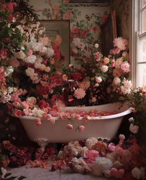 Imagine you woke up and see this ♥️🌸 #floraldesign #dream #dreamer #wakeuplikethis #beautifulrooms #love #pinkaesthetic #inmydreams #inspiration #fantasyworld #witchaesthetic #heavenonearth #flowersofinstagram #flowershome #interiordesign #homesweethome #cottagecore #dreamcoreaesthetic #pastelcolors Flowers In Bathtub, Romantic Cottagecore, Dreamcore Aesthetic, W.i.t.c.h Aesthetic, Dream Board, Heaven On Earth, Aesthetically Pleasing, Fantasy World, Pink Aesthetic