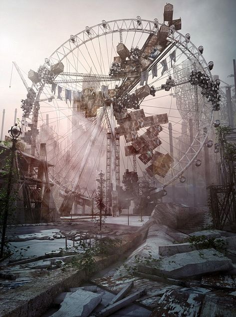 Los Angeles Zoo, Abandoned Theme Parks, Abandoned Amusement Park, Apocalypse Aesthetic, Post Apocalyptic Art, Abandoned Amusement Parks, Abandoned Castles, Abandoned Buildings, Abandoned Houses