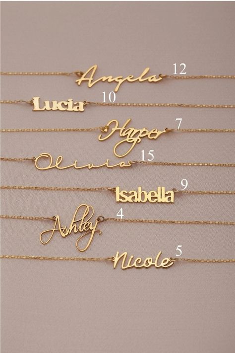 Personalized Name Necklace 14k Gold Name Necklace Signature | Etsy Baby Initial Necklace For Mom, Jewelry Brand Name Ideas, Necklace Name Design, Mom Necklace Personalized, Silver Name Necklace, Mama Necklace, Custom Initial Necklace, Name Necklaces, Gold Name Necklace