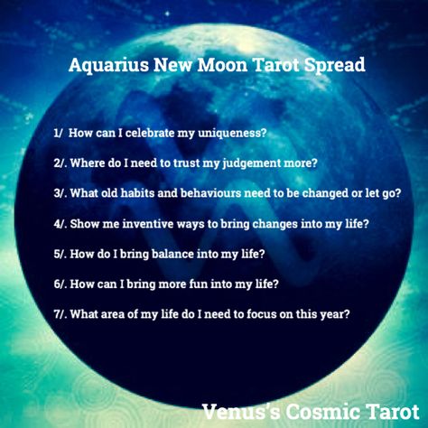 Tarot Spread #venuscosmictarot New Moon In Aquarius Tarot Spread, Aquarius Tarot Spread, New Moon In Aquarius, Aquarius Tarot, Aquarius Moon, What The Fact, Moon Time, Moon In Aquarius, Astrology Tarot