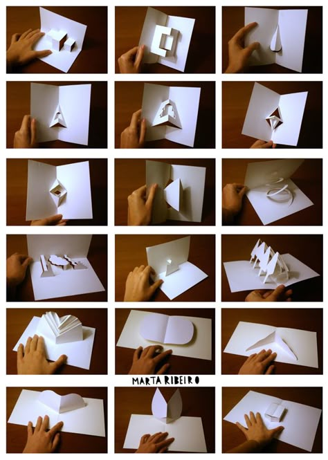 Pop-Ups Design by Marta Ribeiro, via Behance Diy Pop Up Book, Arte Pop Up, Popup Book, Pop Out Cards, Diy Pop Up Cards, Popup Cards, Pop Up Books, Pop Up Art, Paper Engineering