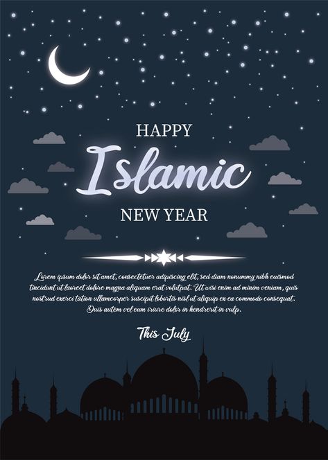 Islamic New Year Poster, Islamic New Year Images, Facebook Poster, Black Celebration, Happy Islamic New Year, New Year Poster, Happy Muharram, Year Poster, Islamic New Year