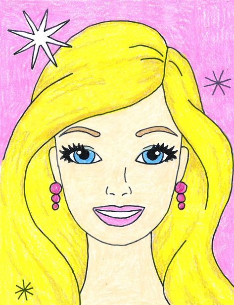 Barbie Painting Canvas Easy, How To Draw Barbie, Barbie Drawing Easy, Cartoon Arms, Drawing Barbie, Cartoon Nose, People Exercising, Cartoon Lips, Cartoon Noses