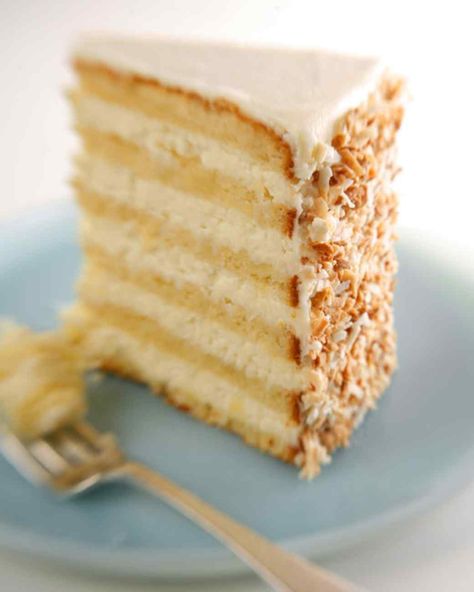 This delicious, multi-layered coconut cake is courtesy of Robert Carter from the Peninsula Grill, in Charleston, South Carolina. A Slice Of Cake, Coconut Cake Recipe, Slice Of Cake, Vegetarian Cake, Cake Fillings, A Piece Of Cake, Coconut Cake, Piece Of Cake, Cake Frosting