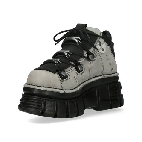 Plus size women sneakers Spanish Retro Contrast Color Punk Muffin Increased Platform Shoes men New Rock Shoes, Punk Style Women, New Rock Boots, Rock Boots, Metallic Boots, Chunky Shoes, New Rock, Black Platform, Motorcycle Boots