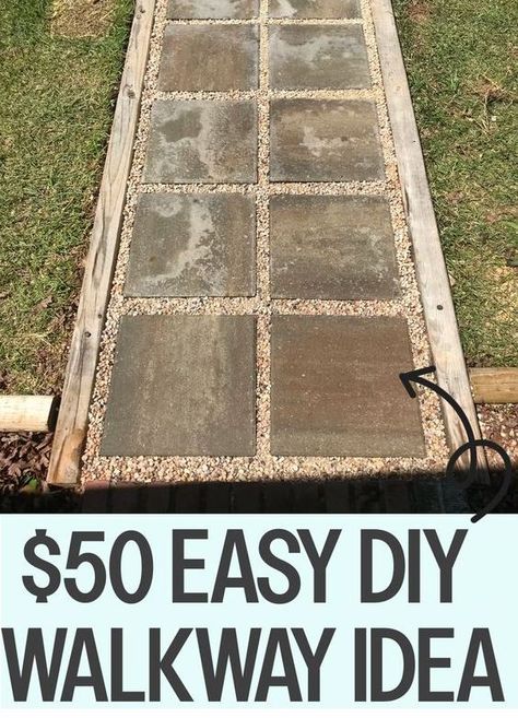 Cheap Walkway Ideas Diy: Easy diy walkway idea Diy stone walkway Outdoor walkway Backyard walkway Walkway paths Walkway Concrete pavers walkway Backdoor Ideas, Diy Stone Walkway, Diy Walkway, Paver Walkway Diy, Concrete Pavers Walkway, Front Door Landscaping, Diy Pathway, Front Yard Walkway, Paver Path