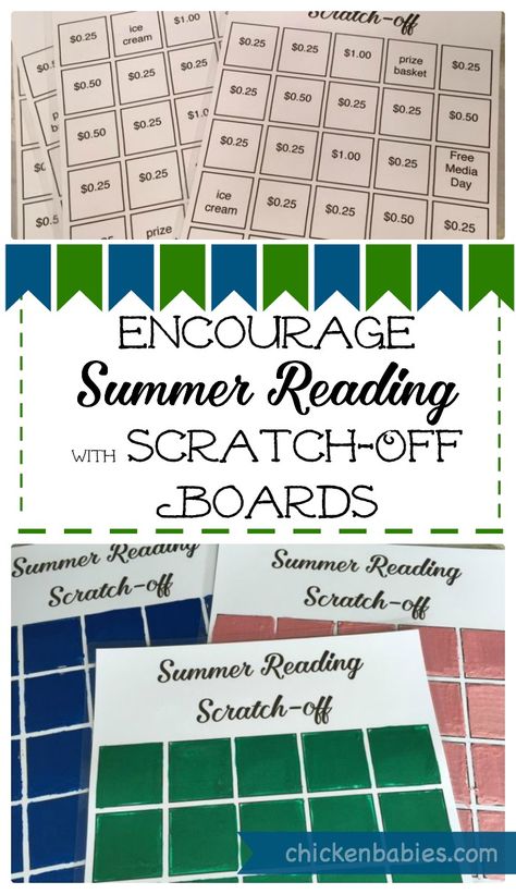 Great idea! Scratch off boards as a summer reading incentive. The kids scratch off a square to reveal a prize after they have read a book! So fun! Kids Summer Reading Challenge, Read A Thon, Reading Incentives, Summer Reading Challenge, Kids Book Club, Kids Summer Reading, Summer Reading Program, Summer Learning, Read A Book