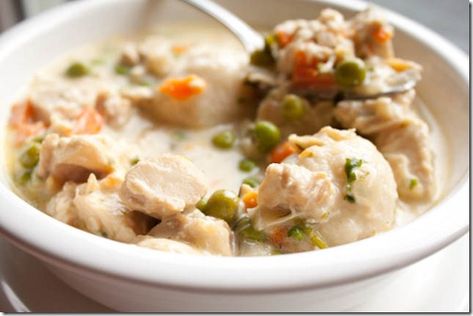 Rachel Ray's 30 min. Chicken and Dumplings Mini Dumplings, Rotisserie Chicken Recipe, Rachel Ray Recipes, Pillsbury Recipes, One Pot Dinners, Rachel Ray, Rotisserie Chicken Recipes, Chicken Main Dishes, Dumpling Recipe