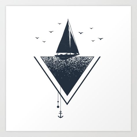 Sailboat Drawing, Tattoo Care Instructions, Sailboat Tattoo, Boat Tattoo, Mountain Tattoo Simple, Illustration Geometric, Realistic Temporary Tattoos, Geometric Nature, Tattoo Care