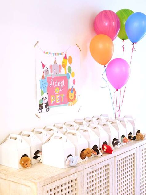 Pet Adoption Birthday Party Ideas | Photo 2 of 28 Animal Birthday Party Theme, Adopt A Pet Birthday Party, Stuffed Animal Adoption, Pet Adoption Birthday Party, Pet Birthday Party, Pet Adoption Party, Animal Themed Birthday Party, Pet Birthday, Puppy Birthday Parties