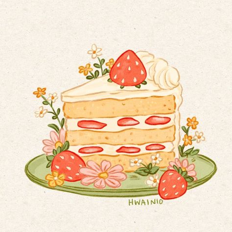 Desserts Drawing, Peanut Butter And Banana, Valentines Illustration, Cake Drawing, Pizza Sandwich, Cake Illustration, Pasta Food, Food Illustration Art, Kawaii Illustration