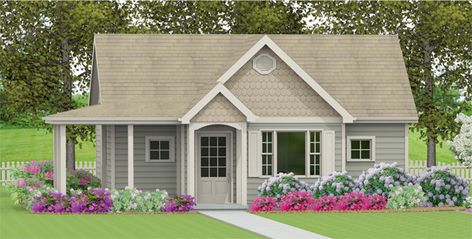 Mercer Lane Country Cottage  from houseplansandmore.com 600 Sq Ft House Plans, 600 Sq Ft House, Small Cottage House Plans, Porch Plans, Cottage Designs, Small Cottage Homes, Tiny House Plan, Cottage Plan, Small Cottage