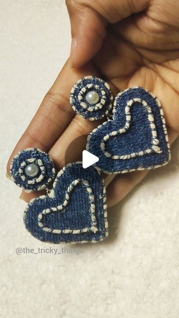 Denim Earrings Diy, Jeans Earrings, Handmade Earings, Denim Earrings, Diy Denim, Western Earrings, Fabric Earrings, Fancy Earrings, Denim Diy