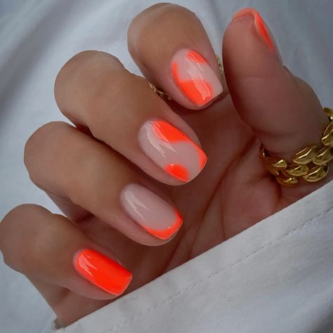 39 Cute Summer Nail Ideas You Have To Try This Year September Nail Ideas, Bright Orange Nails, Mix Match Nails, Orange Nail Art, Lemon Nails, Cute Summer Nail Designs, Orange Nail Designs, Fun Summer Nails, Summer Nails Beach