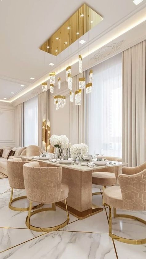 Dining Room Design Luxury, Desain Pantry, Dinning Room Design, Marble Flooring, Luxury Dining Room, Elegant Dining Room, Home Design Living Room, Luxury Dining, Decor Home Living Room