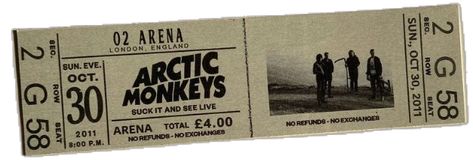 Arctic Monkeys Tickets, Music Tickets, Monkey Stickers, Monkeys Band, Monkey 3, Artic Monkeys, Alex Turner, Sticker Patches, Black And White Aesthetic