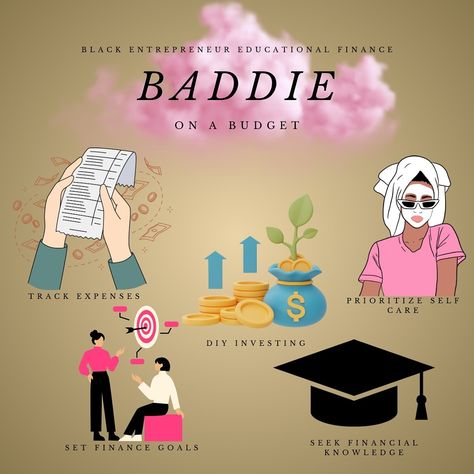 Baddie on a budget is more than just self maintenance things like getting your hair, nails and lashes done! A baddie on a budget is prioritizing what’s overall important but doing so frugally. What is your baddie on a budget list?! #financetips #moneyhabits #baddieonabudget #howtoinvest #savingmoneytips Baddie On A Budget Tips, Self Maintenance, Baddie On A Budget, Lashes Done, Budget List, Budget Tracking, Goals Bullet Journal, Finance Goals, Black Entrepreneurs