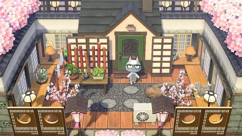 Raymond Animal Crossing Yard, Animal Crossing Raymond Yard, Raymond Acnh Yard, Acnh Japanese Villager Yard, Raymond Animal Crossing House, Animal Crossing Raymond House, Acnh Museum Exterior Japanese, Acnh Raymond House, Acnh Raymond Yard