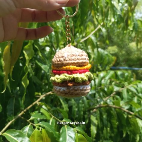 Crochet Burger keychain 🍔😍✨ DM to order 🥰 . . . [Crochet, small business, handmade, food] . . #Crochet #CrochetArt #CrochetLove #HandmadeCrochet #CrochetKeychains #CrochetBags #CrochetFlowers #CrochetCommunity #CrochetAddict #CrochetDesign #CrochetInspiration #CraftyLife #SupportSmallBusiness #HandmadeWithLove #DIYCrafts #CraftyCreations #YarnLove #FiberArt #Craftsmanship #UniqueGifts #giftsforher #giftsforhim Crochet Burger, Crochet Small Business, Food Crochet, Handmade Food, Crochet Art, Crochet Designs, Crochet Flowers, Handmade Crochet, Crochet Bag