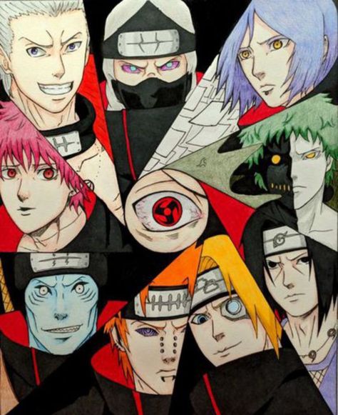 Akatsuki Members Drawing, Akatsuki Sketch, Akatsuki Drawing, Hard Drawings, Naruto Painting, Evil Disney, Naruto Tattoo, Naruto Sketch, Naruto Drawings