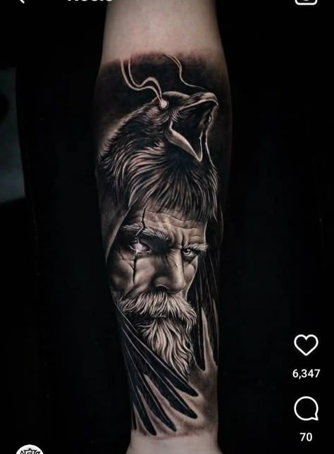 Odin Leg Tattoo, Tattoo Odin, Viking Tattoos For Men, Odin Tattoo, Calf Tattoo Men, Valkyrie Tattoo, Inner Arm Tattoo, Norse Myth, Cute Couple Dancing