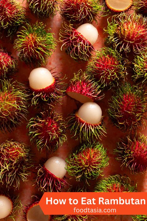 rambutan fruit peeled and unpeeled Asian Fruit, Homemade Fruit Leather, Fruit Sauces, Fruit Centerpieces, Fruit Leather, Sparkling Drinks, Fruit Carving, Tropical Climate, Reduce Food Waste