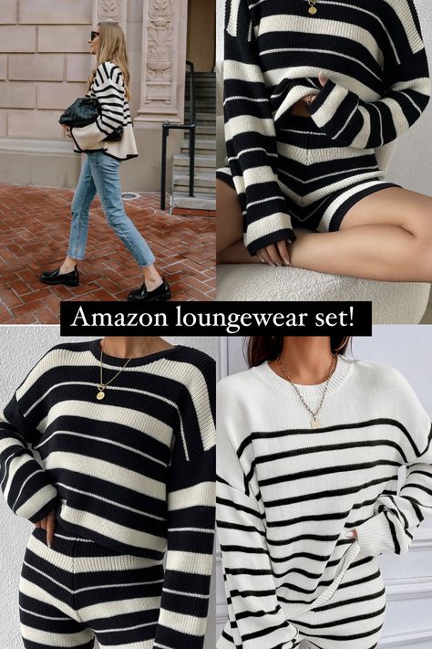 Stripe loungewear set, Amazon fashion, Amazon find, Amazon style, best loungewear Old Money Lounge Wear, Amazon Loungewear, Wine Outfit, Best Loungewear, Style Essentials, Find Amazon, 2 Piece Outfit, Money Aesthetic, Old Money Style