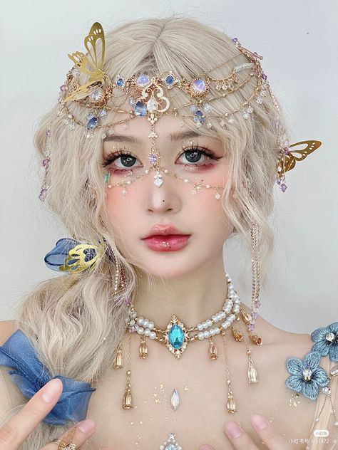 Makeup Looks For Birthday, Make Up Tutorial Korean, Fairy Princess Makeup, Makeup Look Asian, Fairytale Makeup, Fairycore Makeup, Layout Makeup, Asian Makeup Tutorials, Angel Makeup