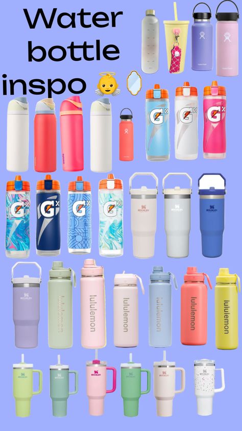 Water bottle inspo! If you want more inspo let me know! Cute Water Bottles For School, Preppy Water Bottle, Water Bottels, Preppy Stores, Water Bottle Aesthetic, School Locker Organization, School Backpack Essentials, Preppy School Supplies, Starbucks Tumbler Cup