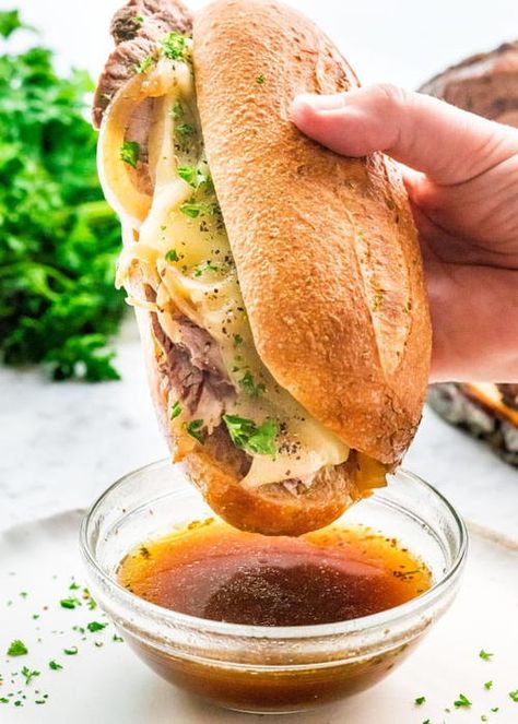 Pub-Style French Dip Sandwiches Roast Beef Enchiladas, Leftover Roast Beef Recipes, Tip Roast, French Dip Sandwiches, Leftover Roast Beef, Dip Sandwiches, Beef Dip, Sirloin Tip Roast, Beef Stroganoff Easy