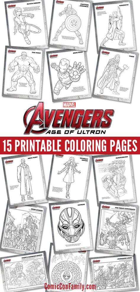 Do your kids love The Avengers? Print these FREE kids printables: Marvel's The Avengers: Age of Ultron coloring pages! 15 pages in all -- pick your favorite character or print them all. The Avengers Coloring Pages, Marvel Free Printables, Marvel Avengers Coloring Pages, Super Hero Coloring Pages Free Printable, Marvel Activities For Kids, Avengers Coloring Pages Free Printable, Marvel Printables, Marvel Activities, Superhero Coloring Pages Free Printable