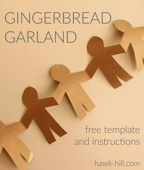 Garland Template, Diy Slinger, Diy Garland Paper, Paper Doll Chain, Gingerbread Man Christmas Tree, Man Christmas Tree, Homemade Christmas Tree, Gingerbread Man Christmas, Paper Chains