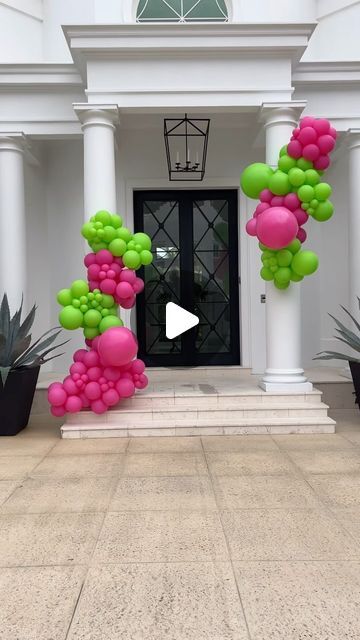 Balloon Decorations and Event Rentals Palm Beach on Instagram: "Front entrance decor no filters balloon installation😃  #balloons" Balloon Garland Doorway, Mailbox Balloon Garland, Entrance Balloon Decoration, Entrance Balloon Arch, Front Porch Pillars, Balloon Door, Front Entrance Decor, Porch Pillars, Balloon Installation