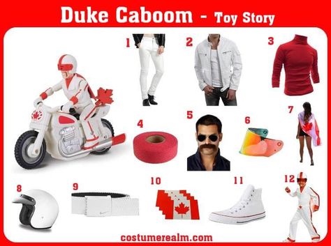 Duke Caboom Costume, Duke Kaboom, Acting Advice, Disney Half Marathon, Toy Story Halloween, Costume Guide, Toy Story Costumes, Yearbook Themes, Biker Pants